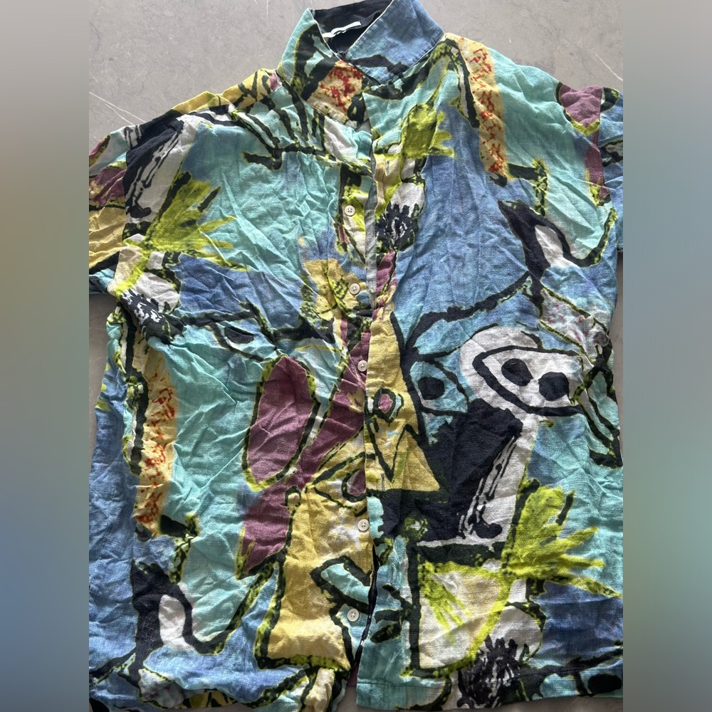 Relaxed fit multicolor button down shirt